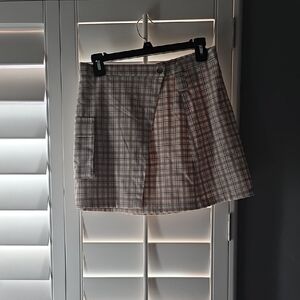 Forever 21 Checkered Mini Skirt - Cream and Brown
